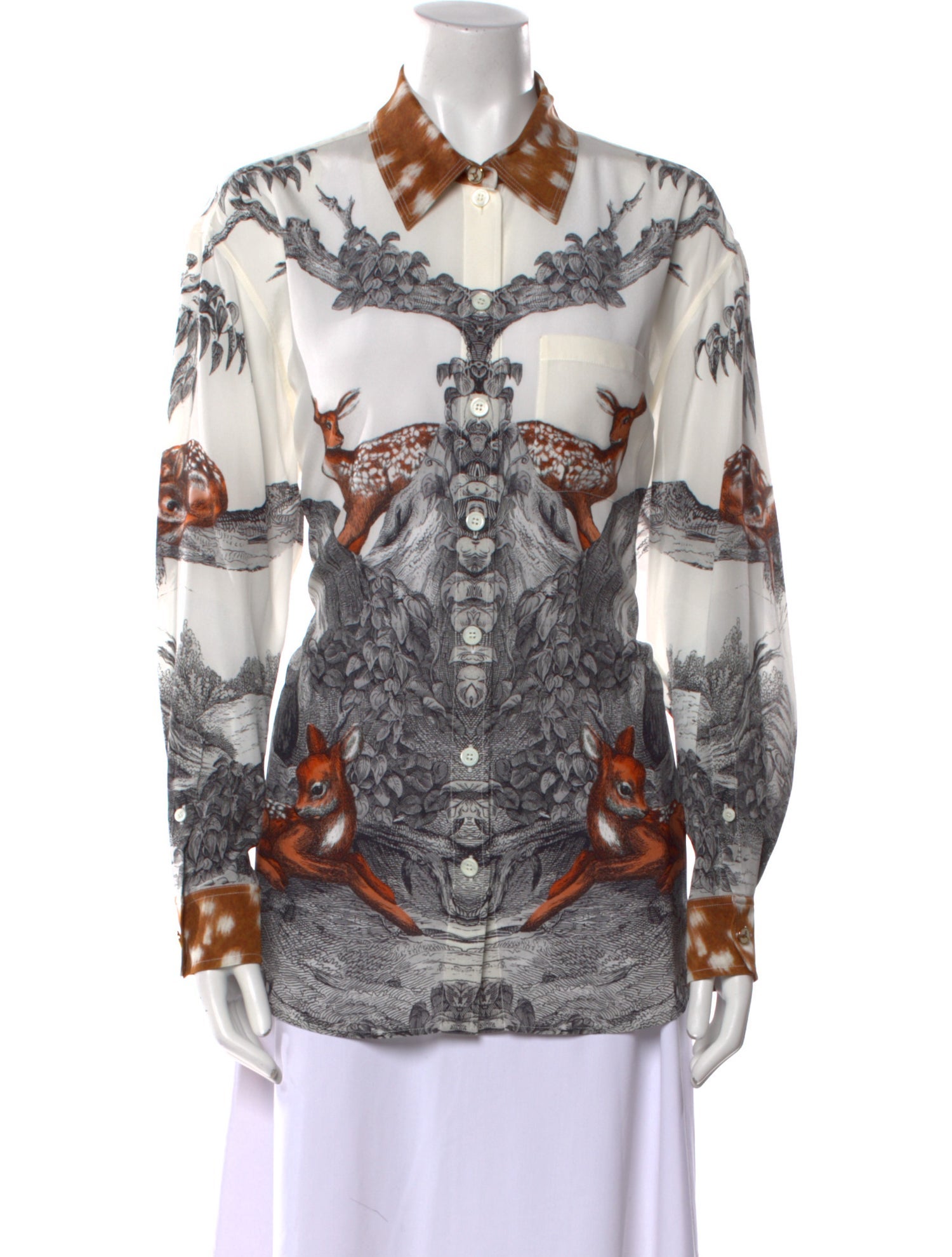 Burberry Silk Printed Button-Up Top w/ Tags