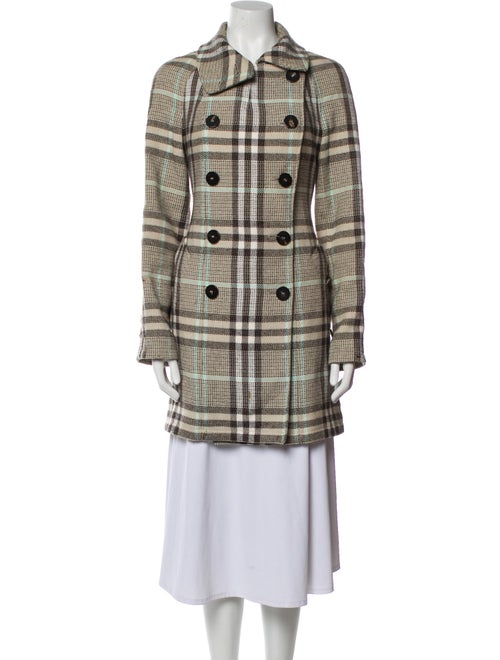 Burberry London Wool Plaid Print Peacoat
