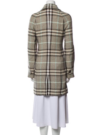 Burberry London Wool Plaid Print Peacoat