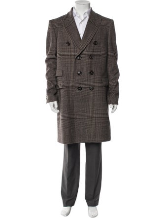 Burberry London Lambswool Houndstooth Print Overcoat