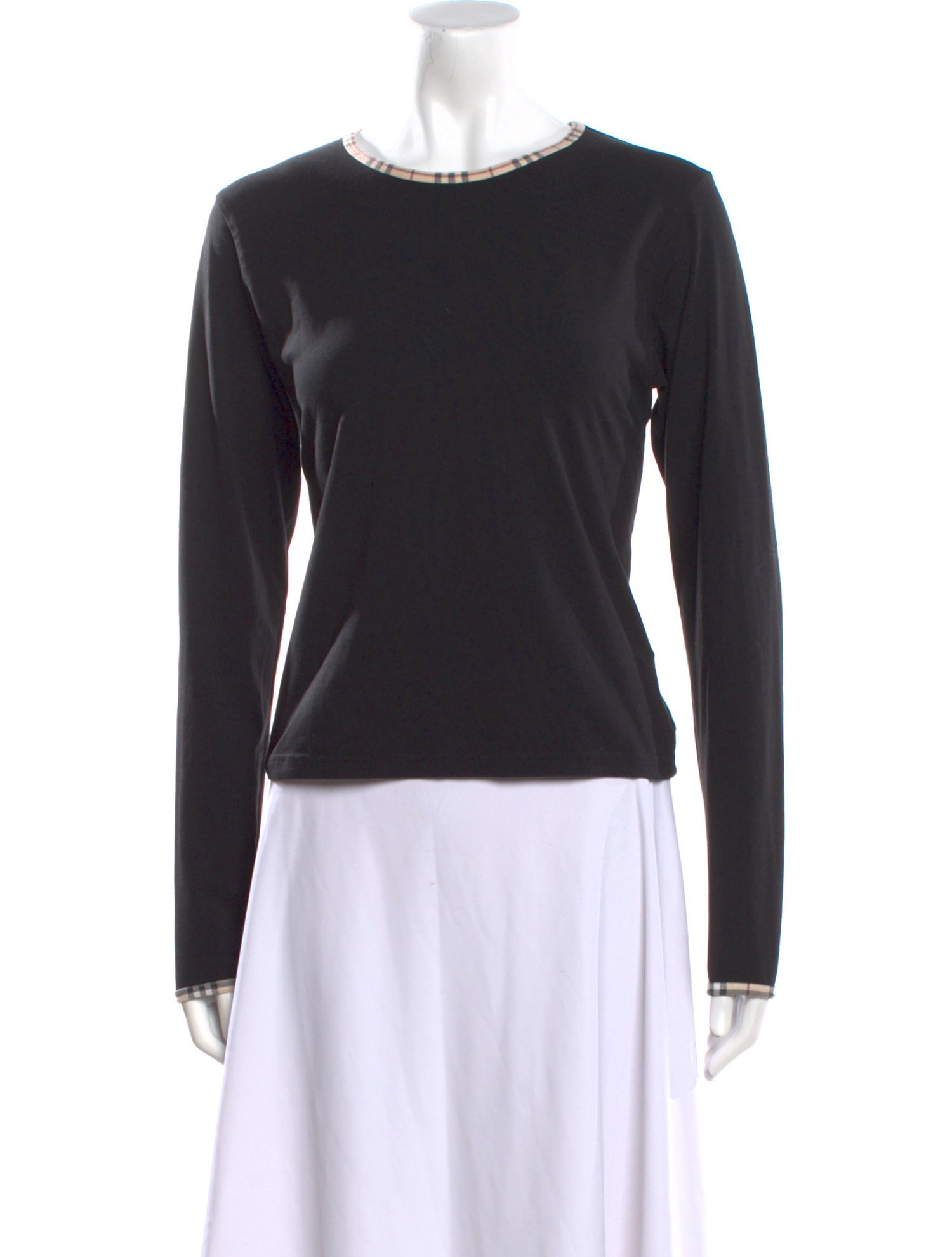 Burberry London Scoop Neck Long Sleeve Crop Top