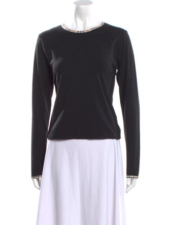 Burberry London Scoop Neck Long Sleeve Crop Top