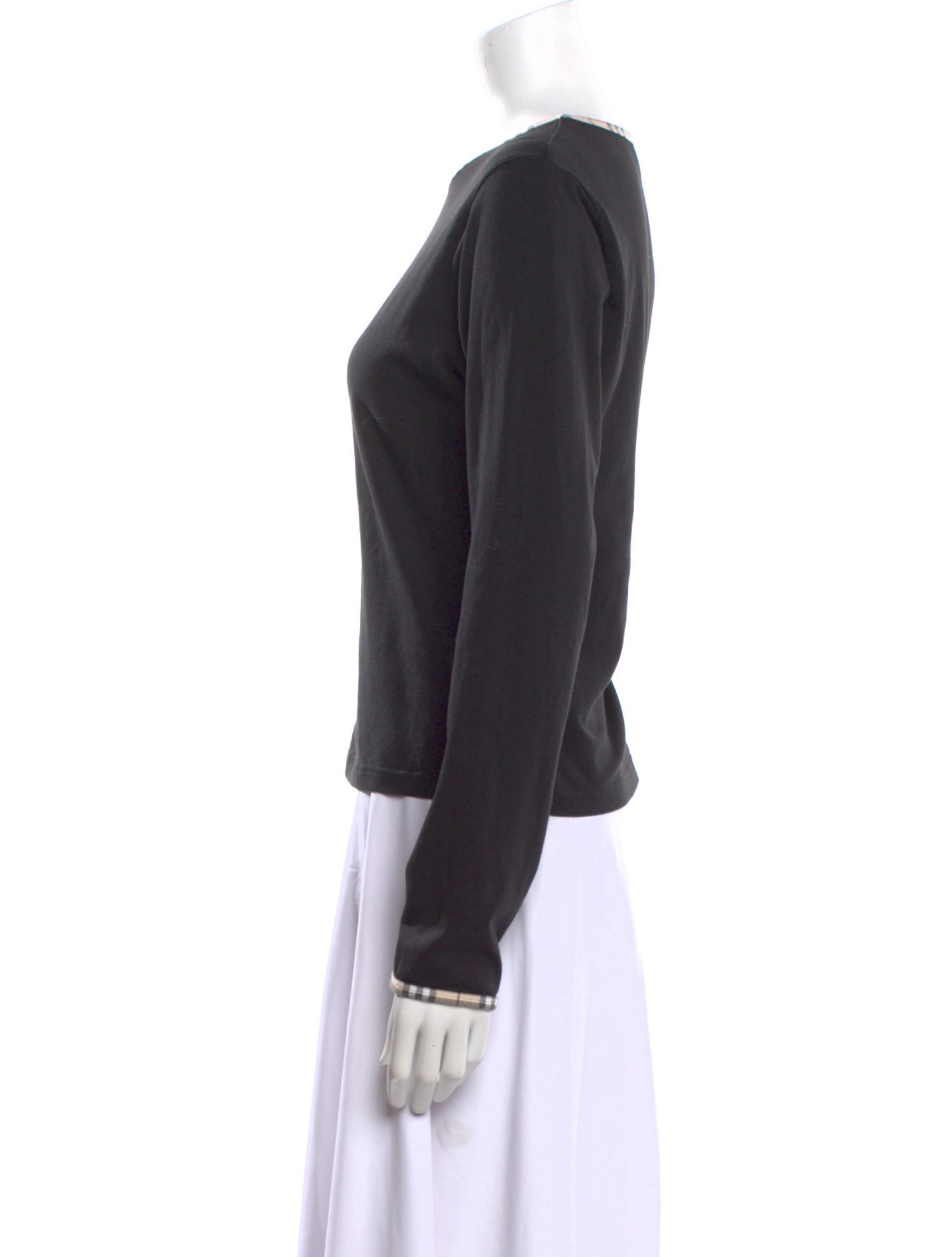 Burberry London Scoop Neck Long Sleeve Crop Top