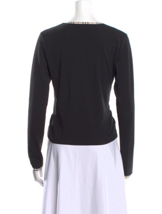 Burberry London Scoop Neck Long Sleeve Crop Top