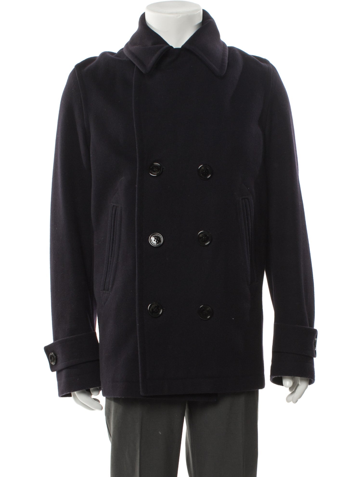 Burberry London Smoked Check Pattern Peacoat