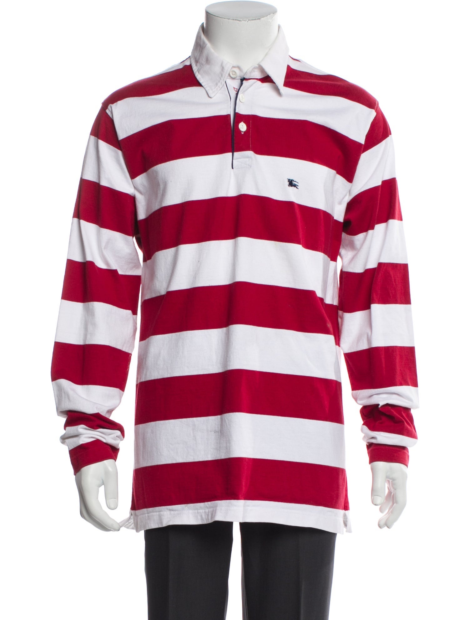 Burberry London Striped V-Neck Polo Shirt