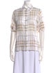 Burberry London Plaid Print Short Sleeve Button-Up Top