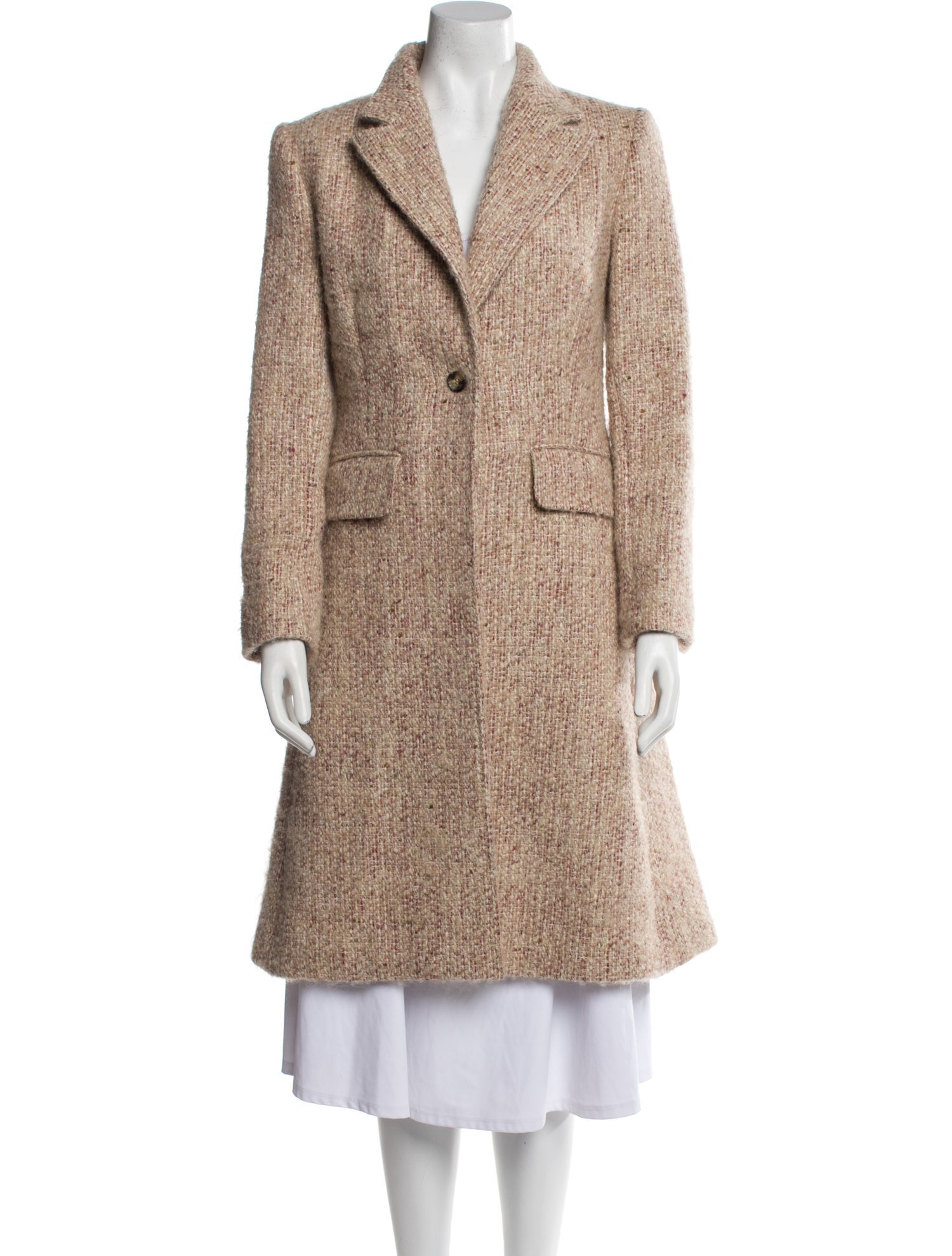 Burberry London Tweed Tweed Pattern Faux Fur Coat