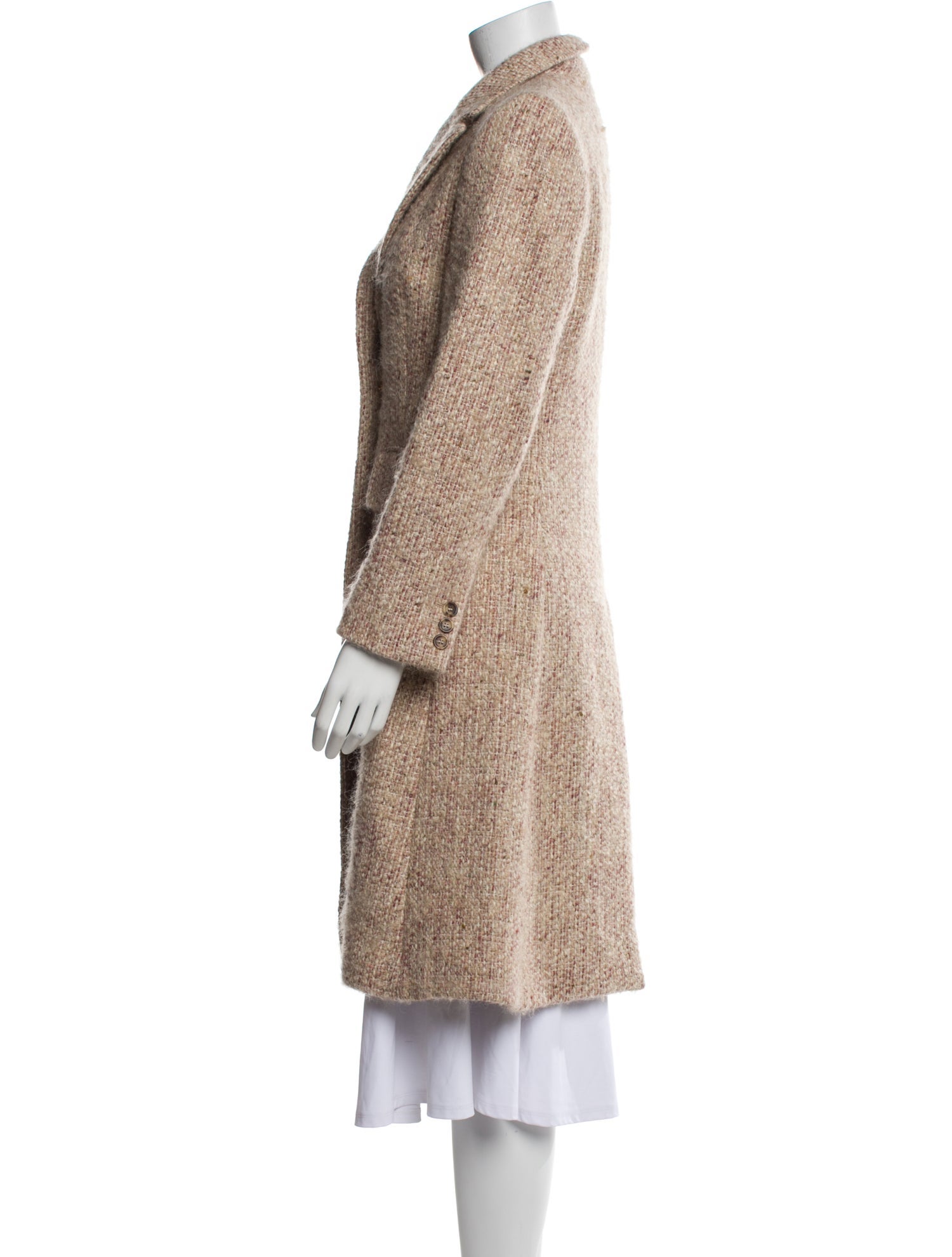 Burberry London Tweed Tweed Pattern Faux Fur Coat