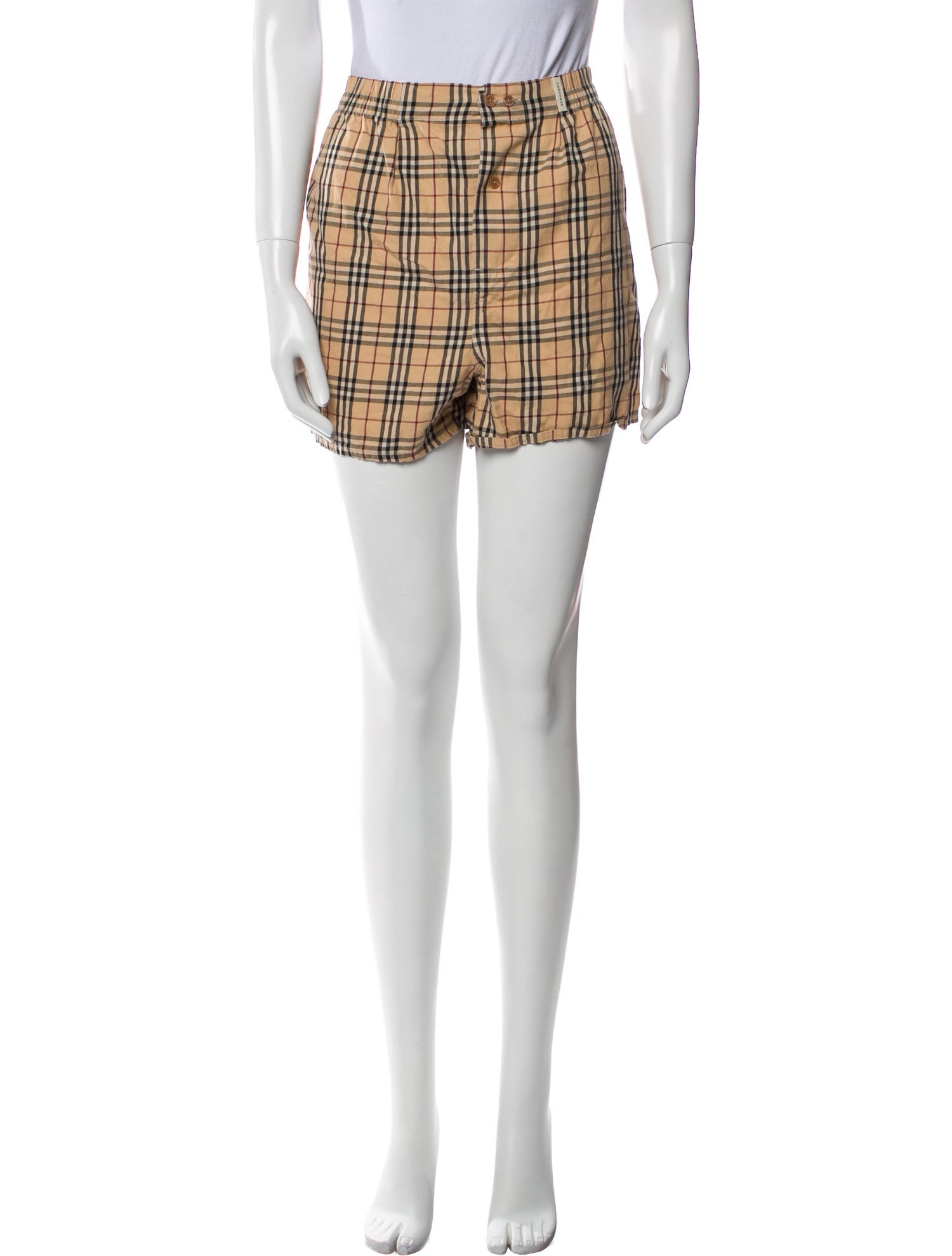 Burberry London House Check Pattern Flat Front Shorts