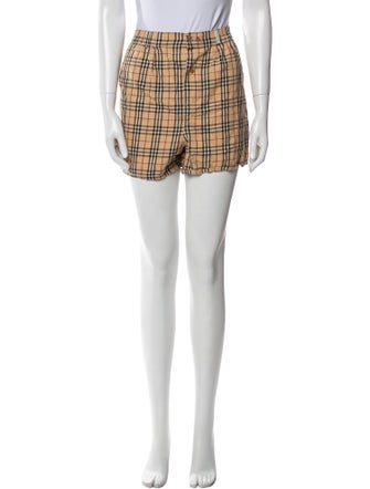 Burberry London House Check Pattern Flat Front Shorts