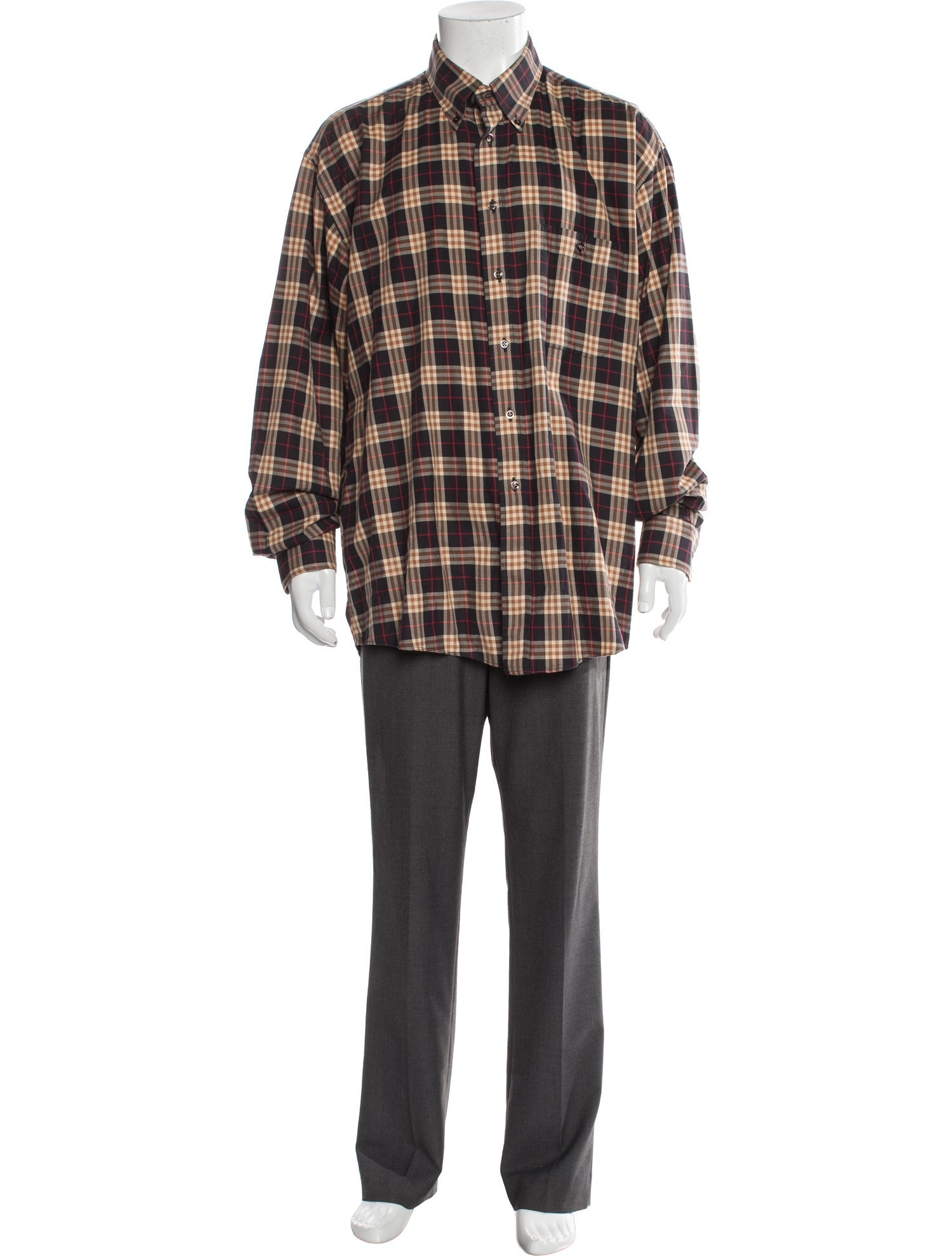 Burberry London Plaid Print Long Sleeve Shirt