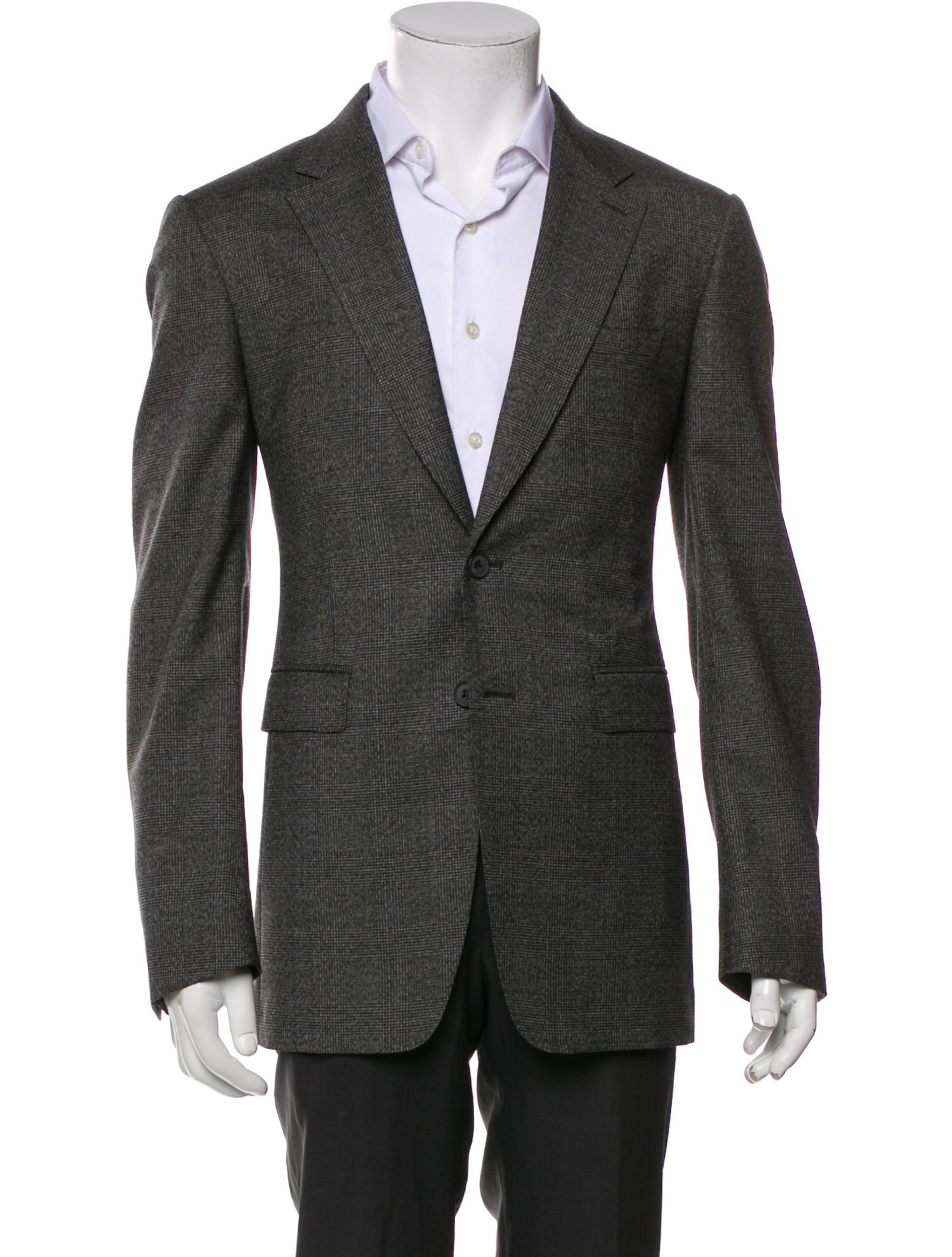 Burberry London Virgin Wool Plaid Print Suit