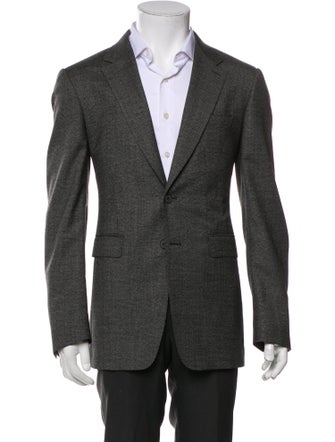 Burberry London Virgin Wool Plaid Print Suit