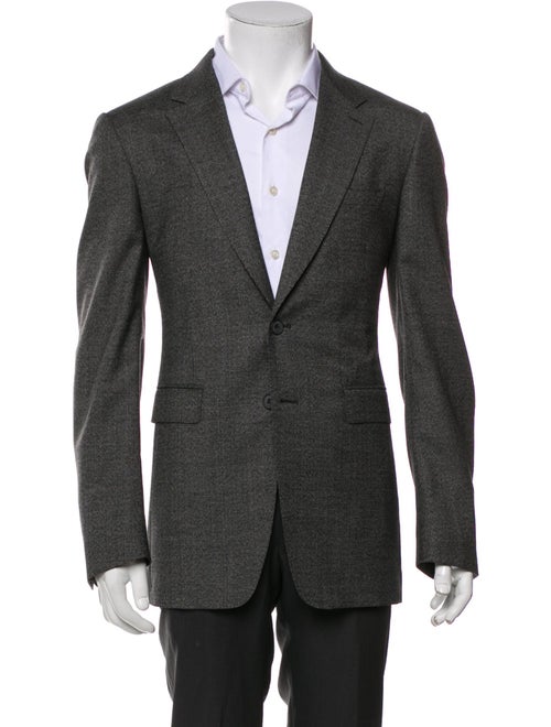 Burberry London Virgin Wool Plaid Print Suit