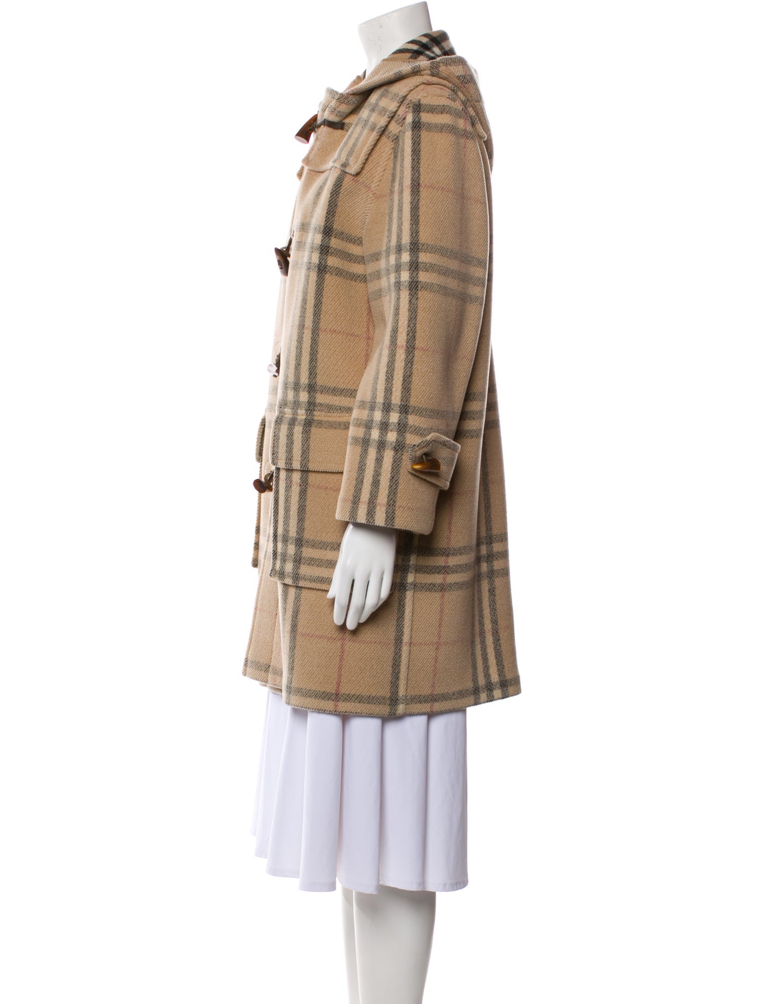Burberry London Wool Plaid Print Coat