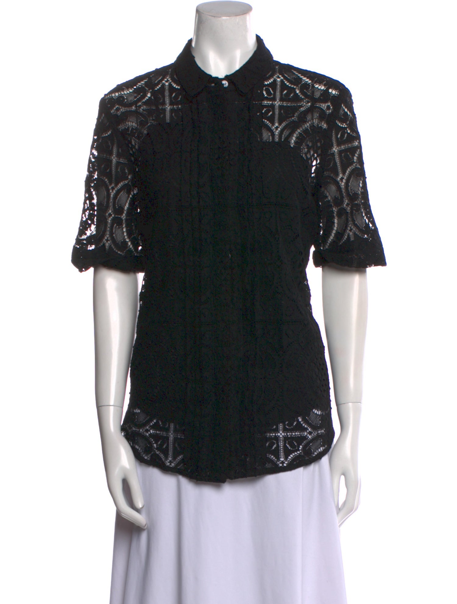 Burberry London Lace Lace Pattern Button-Up Top