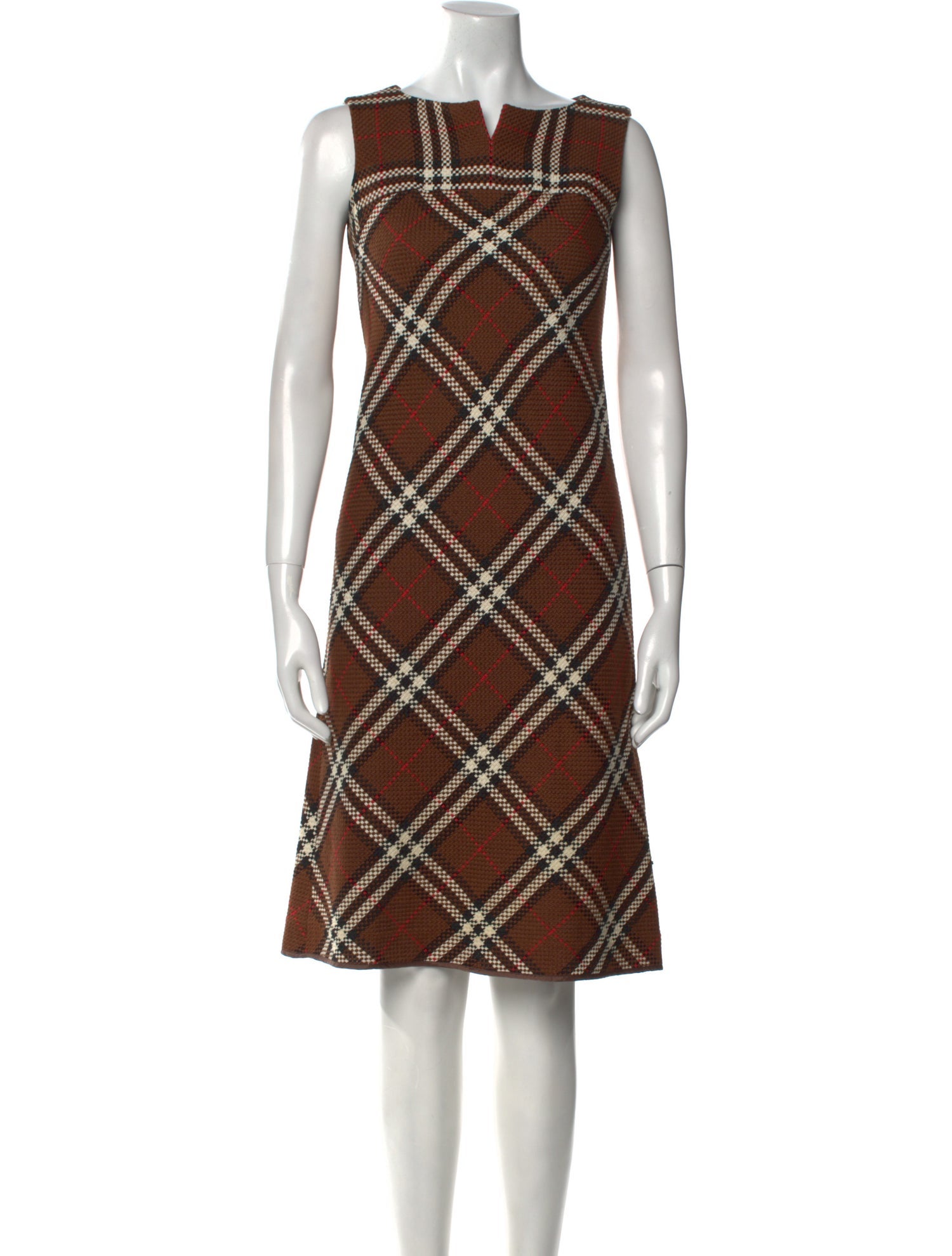 Burberry London Plaid Print Knee-Length Dress