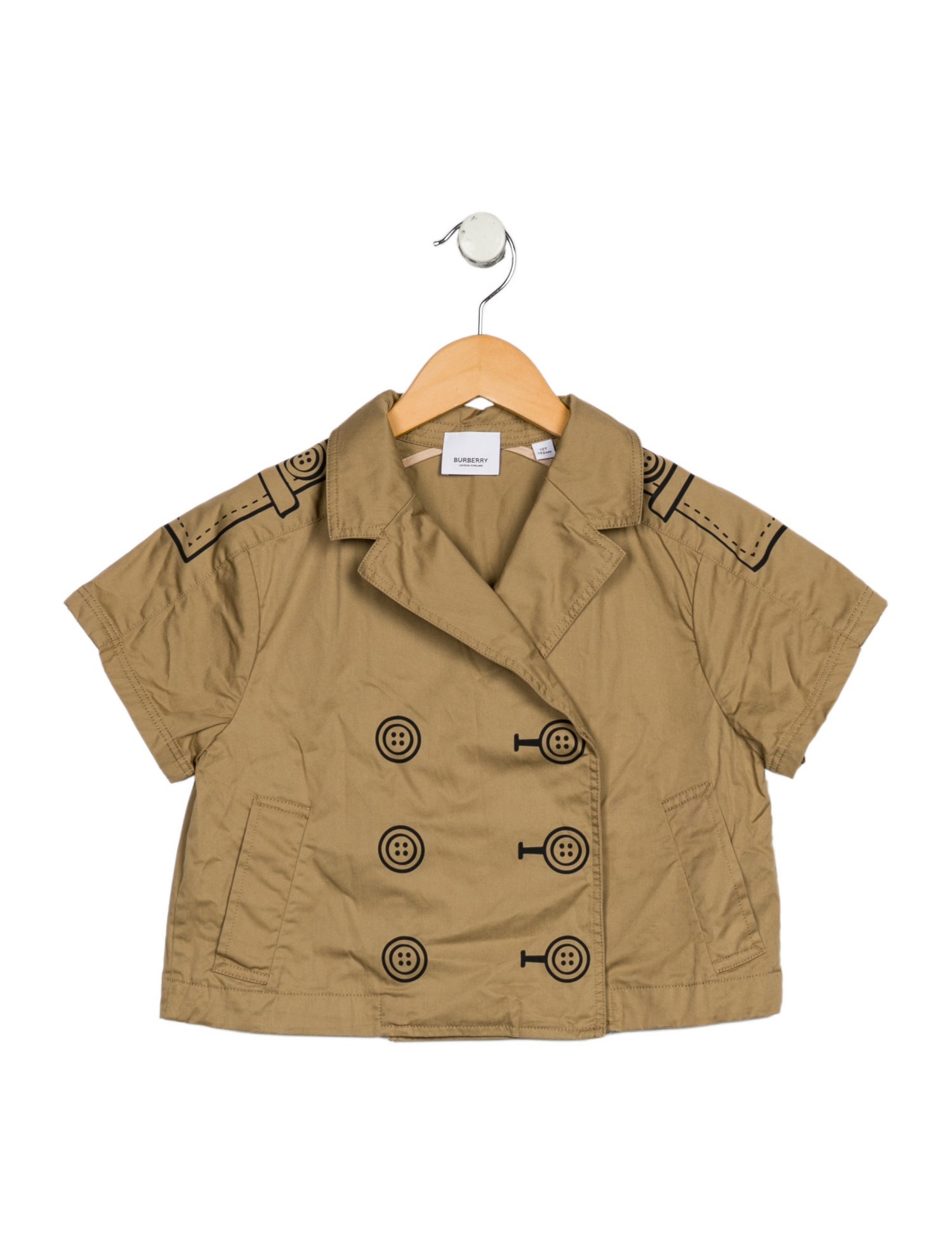Burberry Girls' Short Sleeve Cropped Trench Top