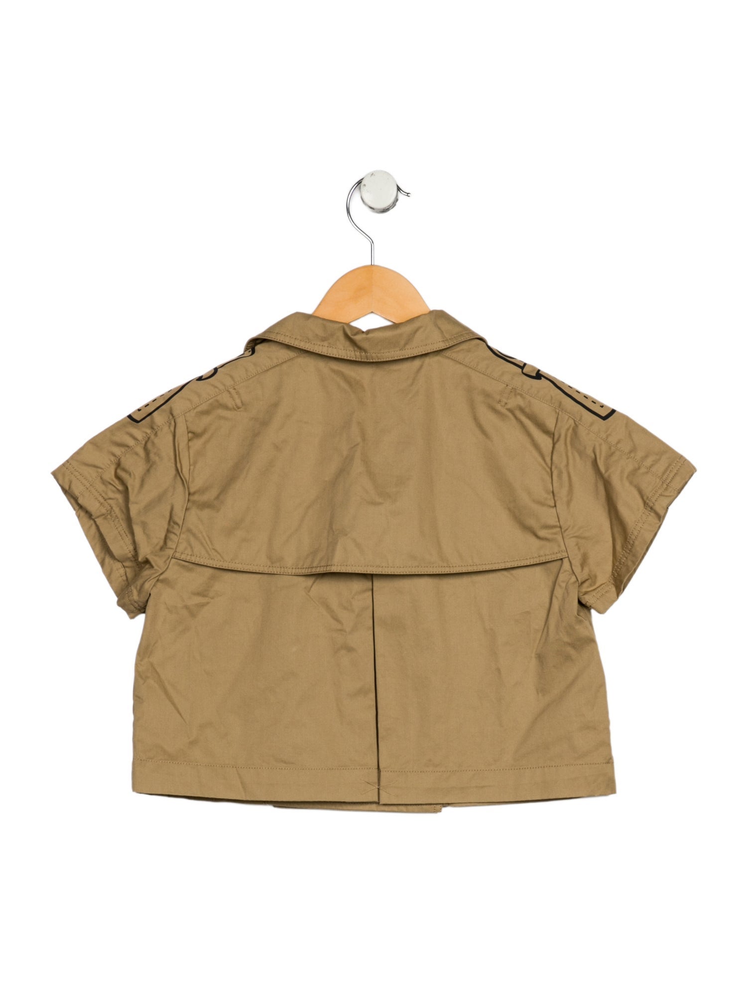 Burberry Girls' Short Sleeve Cropped Trench Top