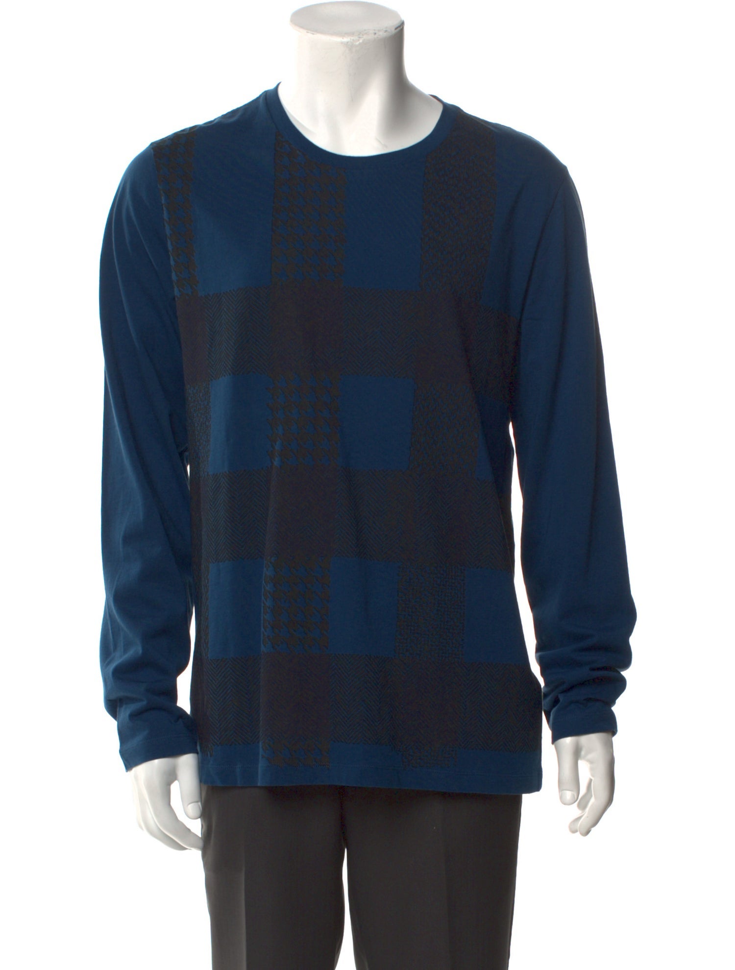 Burberry London Abstract Check Crew Neck Henley