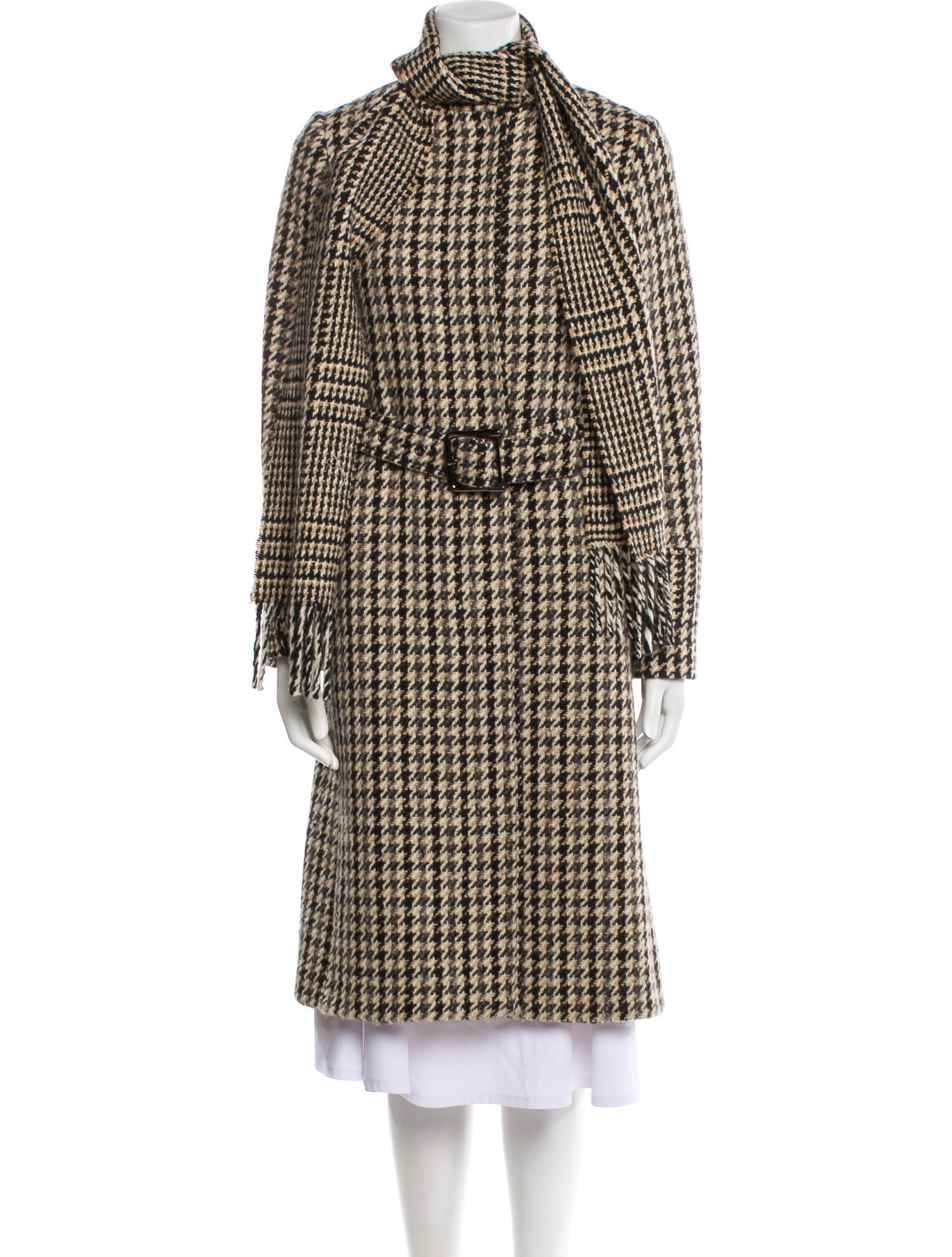 Burberry London Wool Houndstooth Print Trench Coat