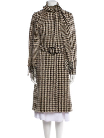 Burberry London Wool Houndstooth Print Trench Coat
