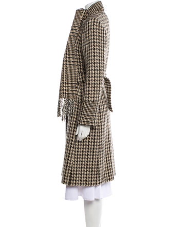 Burberry London Wool Houndstooth Print Trench Coat
