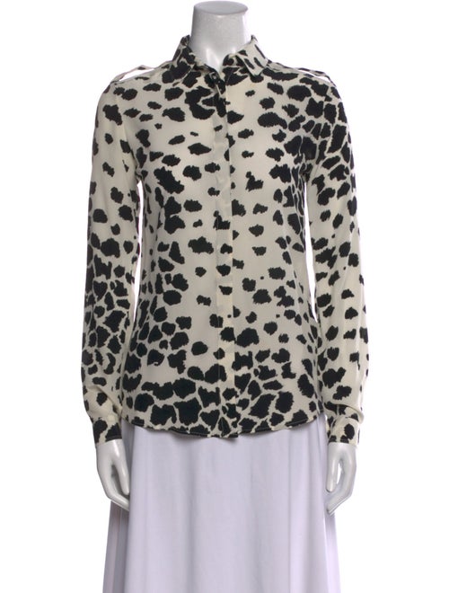 Burberry London Silk Animal Print Button-Up Top