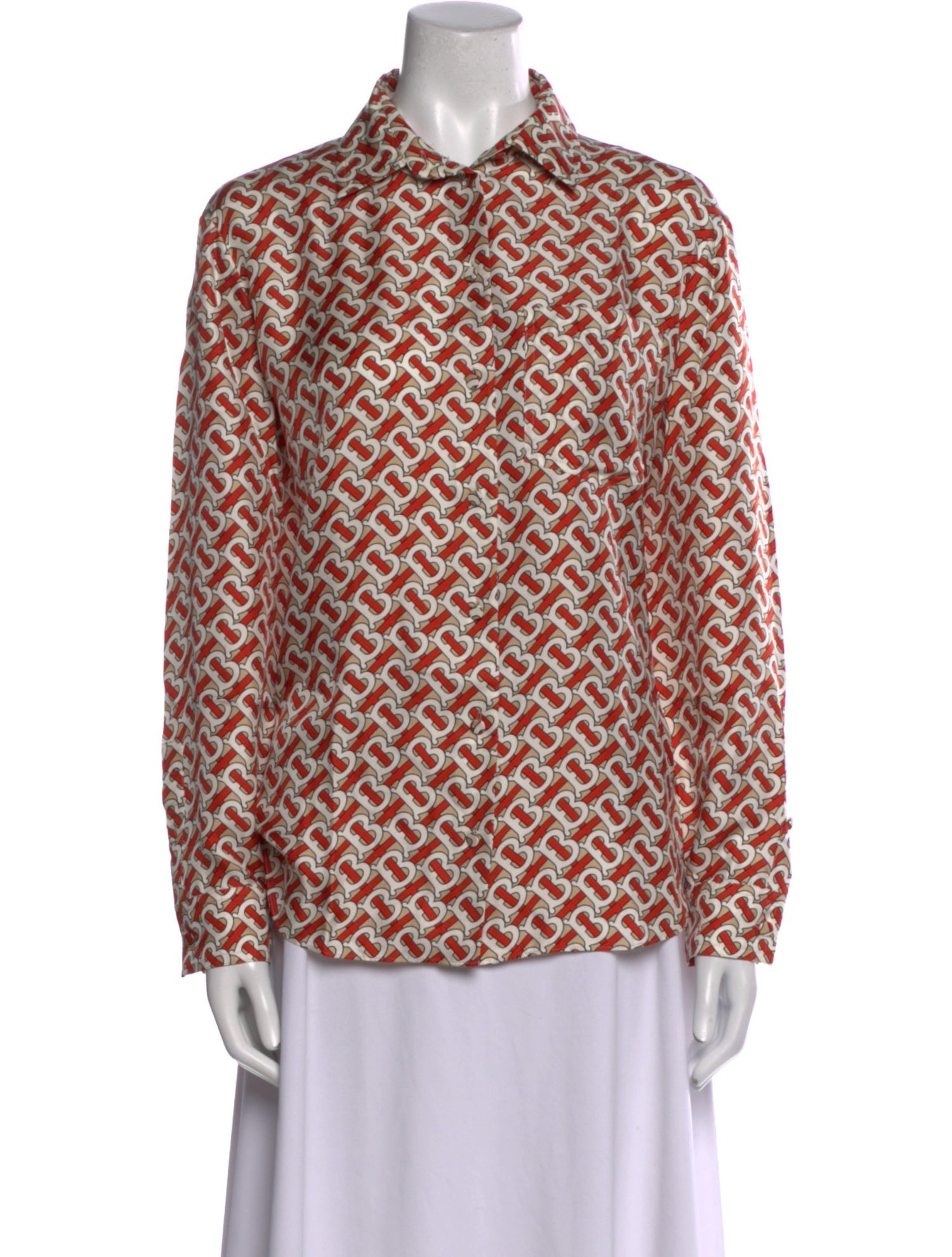 Burberry London Silk Printed Button-Up Top