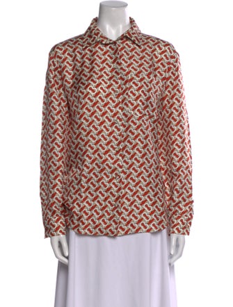 Burberry London Silk Printed Button-Up Top