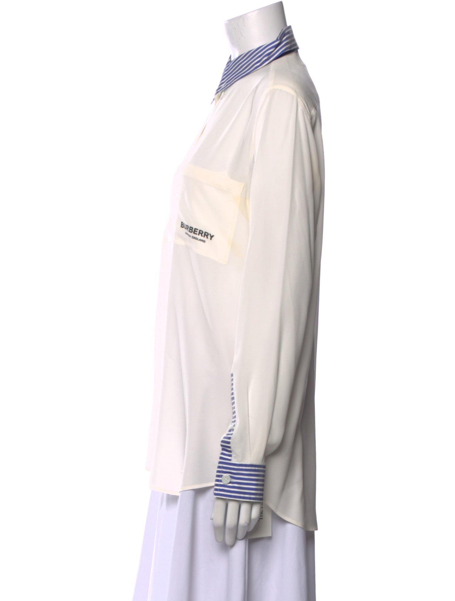 Burberry Silk Graphic Print Button-Up Top