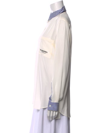 Burberry Silk Graphic Print Button-Up Top