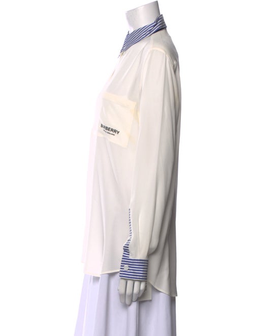 Burberry Silk Graphic Print Button-Up Top