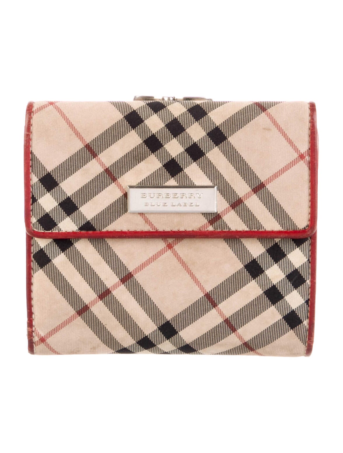 Burberry London Nylon Plaid Print Compact Wallet