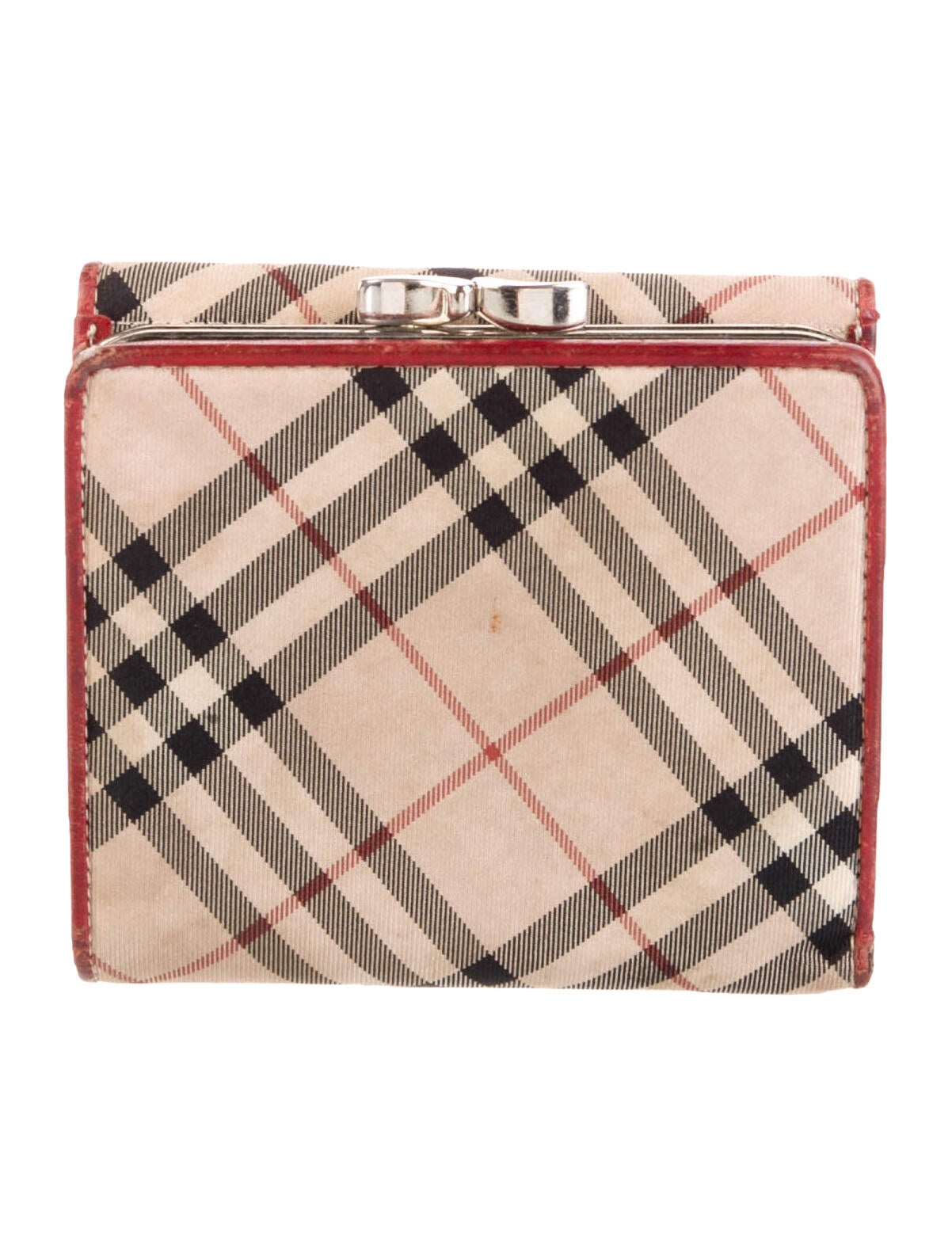 Burberry London Nylon Plaid Print Compact Wallet