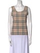 Burberry London Plaid Print Scoop Neck Top