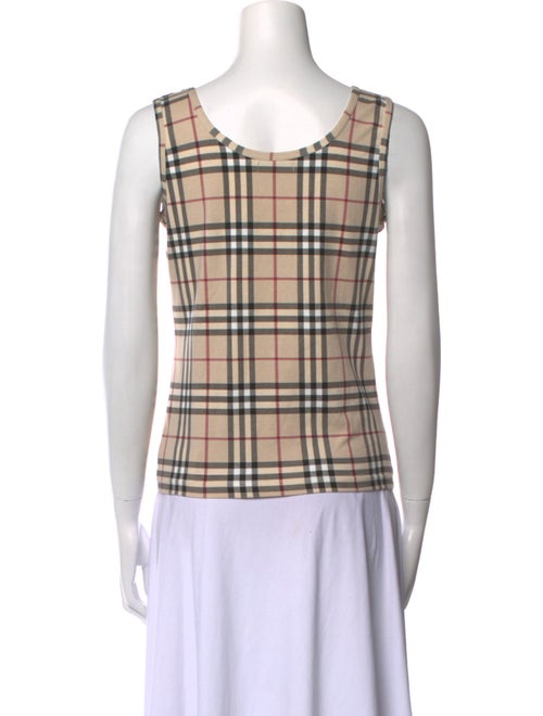 Burberry London Plaid Print Scoop Neck Top