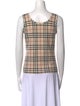 Burberry London Plaid Print Scoop Neck Top