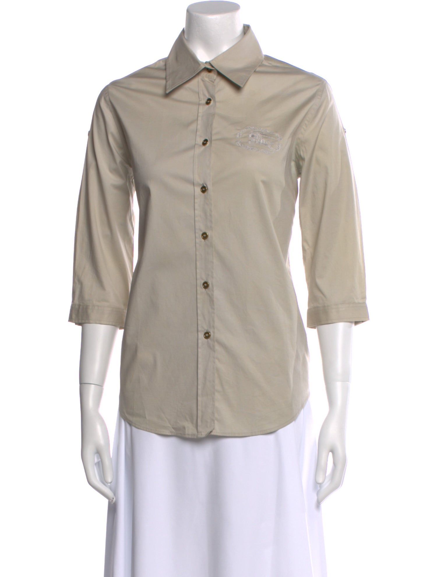 Burberry London Three-Quarter Sleeve Button-Up Top