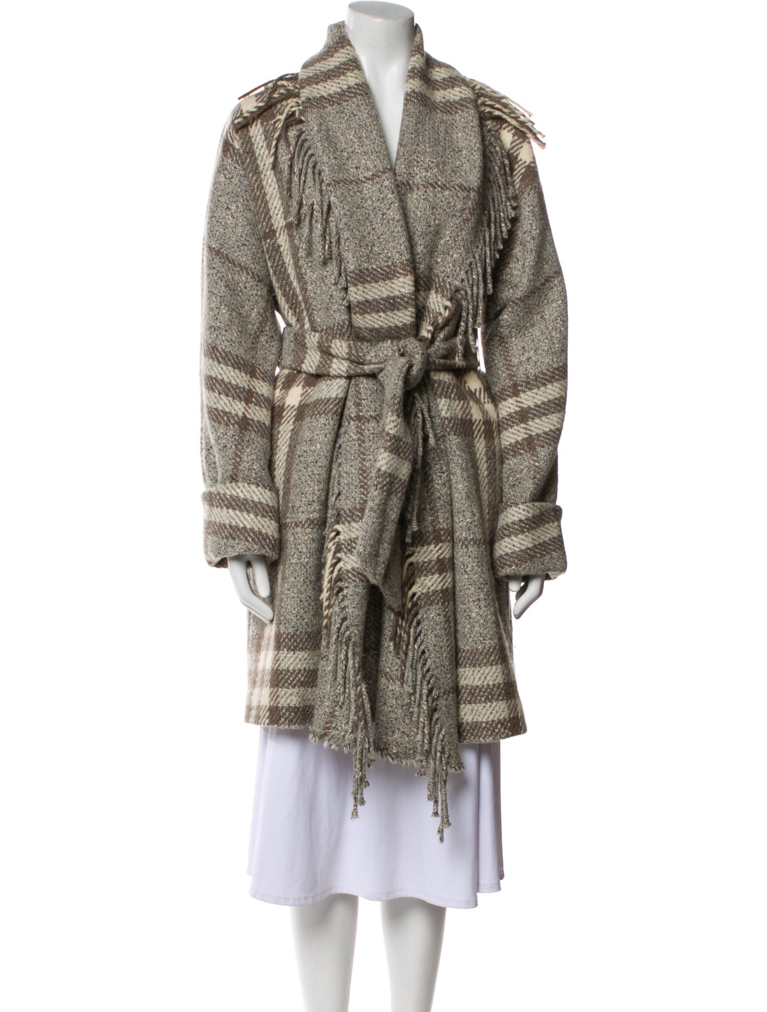 Burberry London Wool Plaid Print Coat