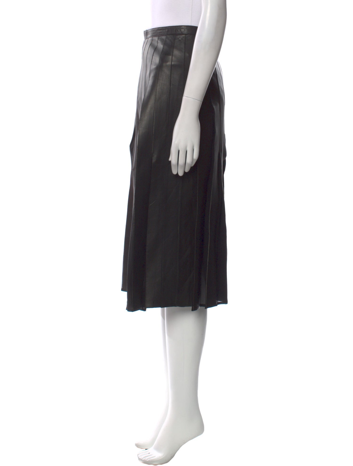 Burberry London Lamb Leather Midi Length Skirt