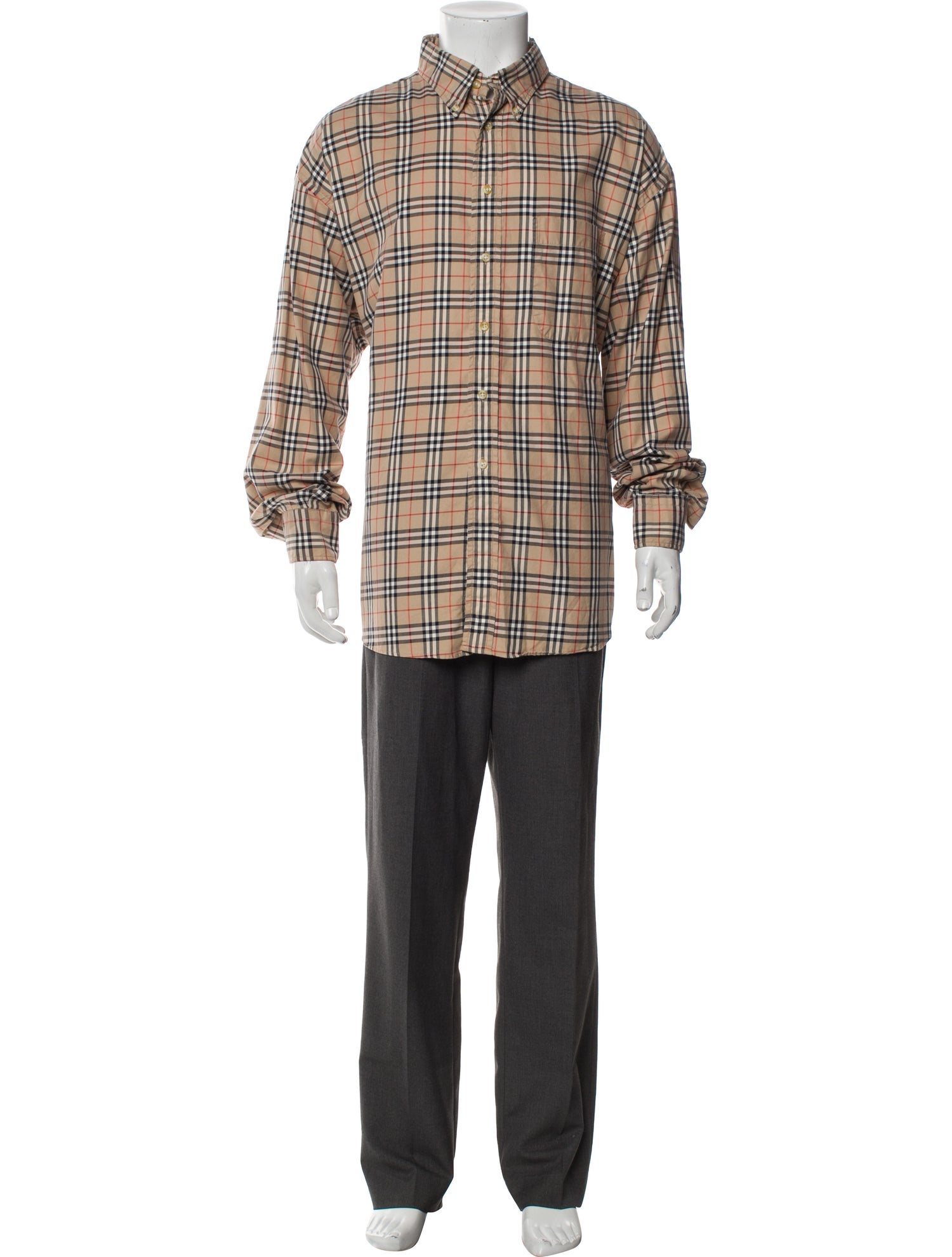 Burberry London Plaid Print Long Sleeve Shirt