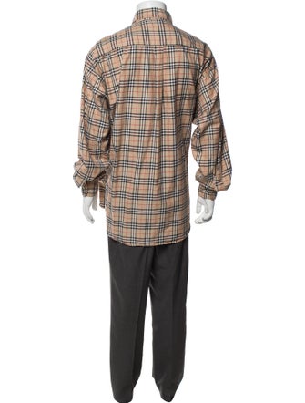 Burberry London Plaid Print Long Sleeve Shirt