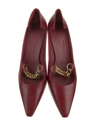Burberry London Leather Chain-Link Accents D'Orsay Pumps