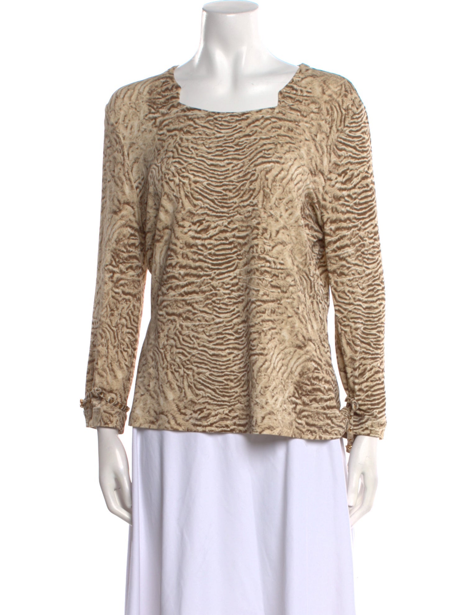 Burberry Animal Print Square Neckline Blouse