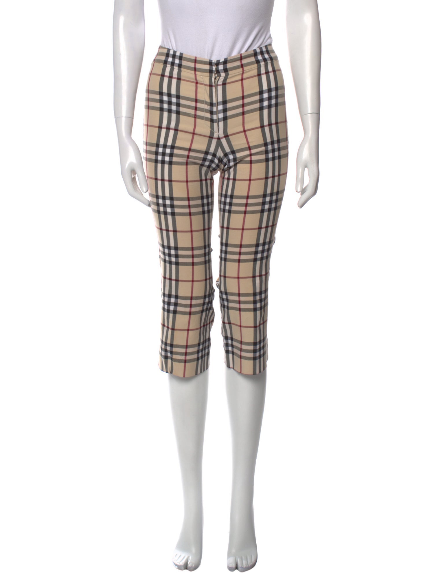 Burberry London Plaid Print Straight Leg Pants