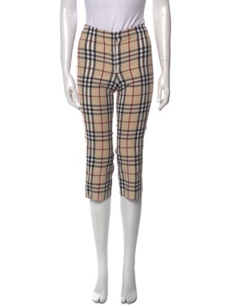 Burberry London Plaid Print Straight Leg Pants