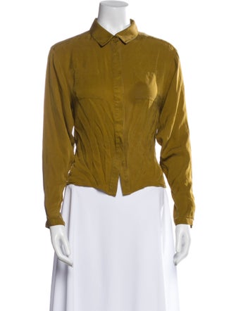 Burberry London Silk Long Sleeve Button-Up Top