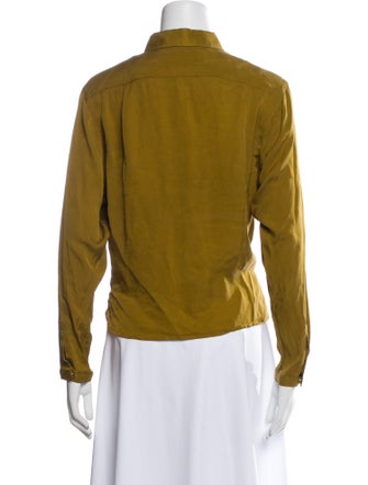Burberry London Silk Long Sleeve Button-Up Top